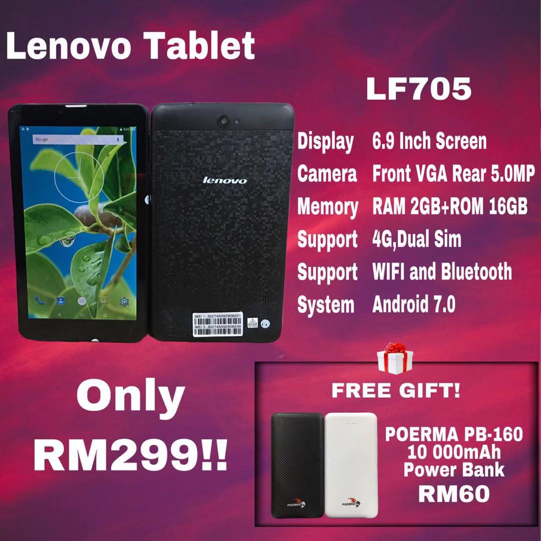 (FREE POWERBANK 10 000mAh❗️❗️) (BLACK)LENOVO LF705 6.9 INCH TABLET